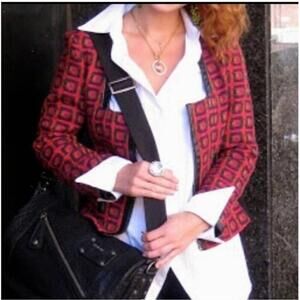 Yoana Baraschi Pink Square Neck Geometric Blazer Size 8